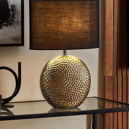 Table Lamp Gold Black Ceramic Glossy Base Glamorous Design