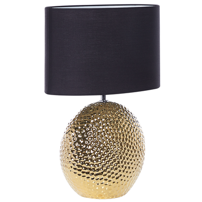 Table Lamp Gold Black Ceramic Glossy Base Glamorous Design