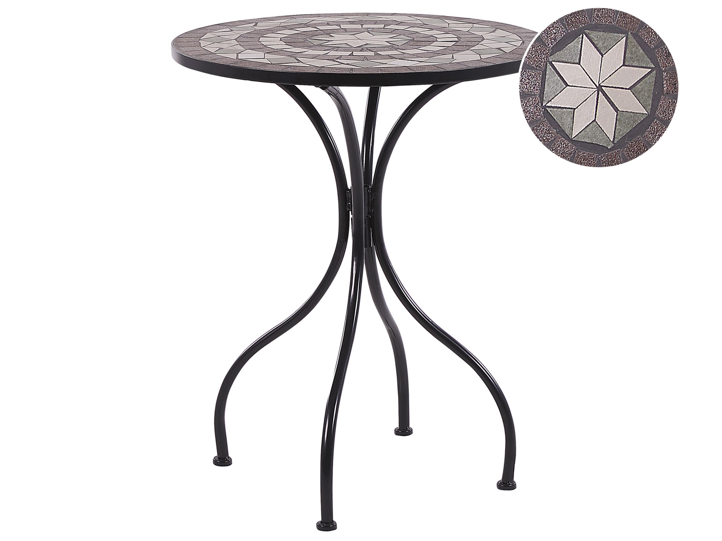 Outdoor Bistro Table Black Metal Mosaic Tile Top Vintage Style Patio Oasis