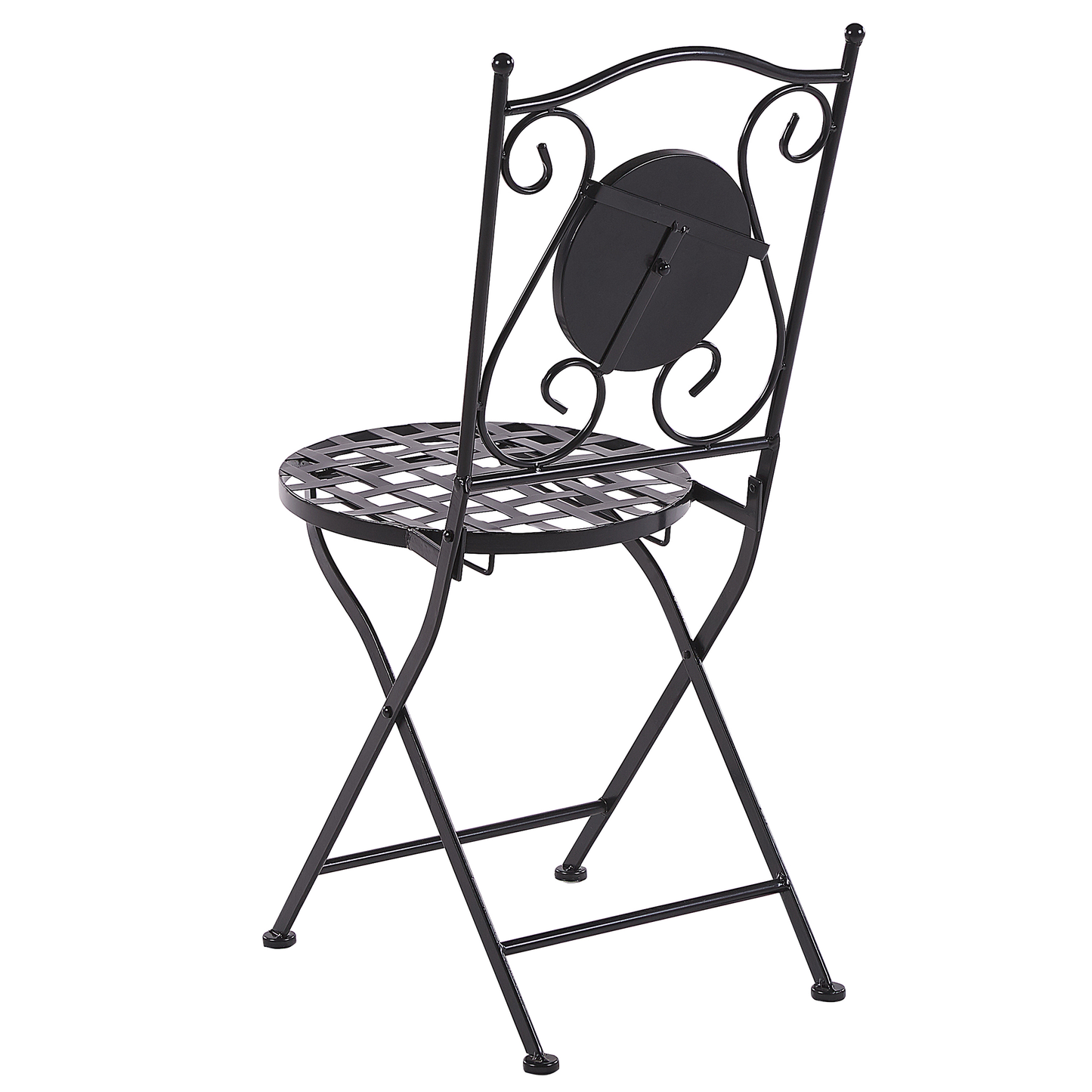 2 Pack Black Metal Folding Chairs With Carved Backrests