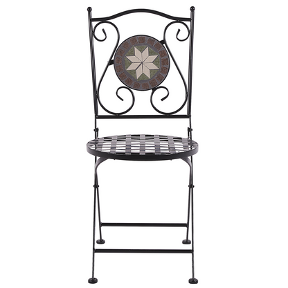 Legacy Garden Bistro Set Metal Black With Mosaic Tiles