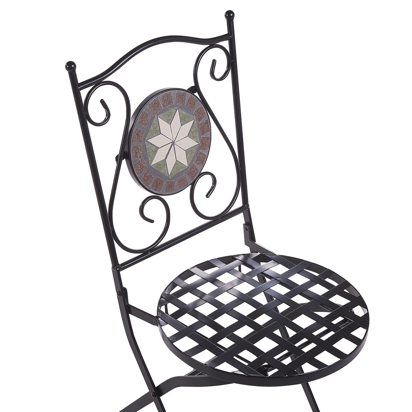 Legacy Garden Bistro Set Metal Black With Mosaic Tiles