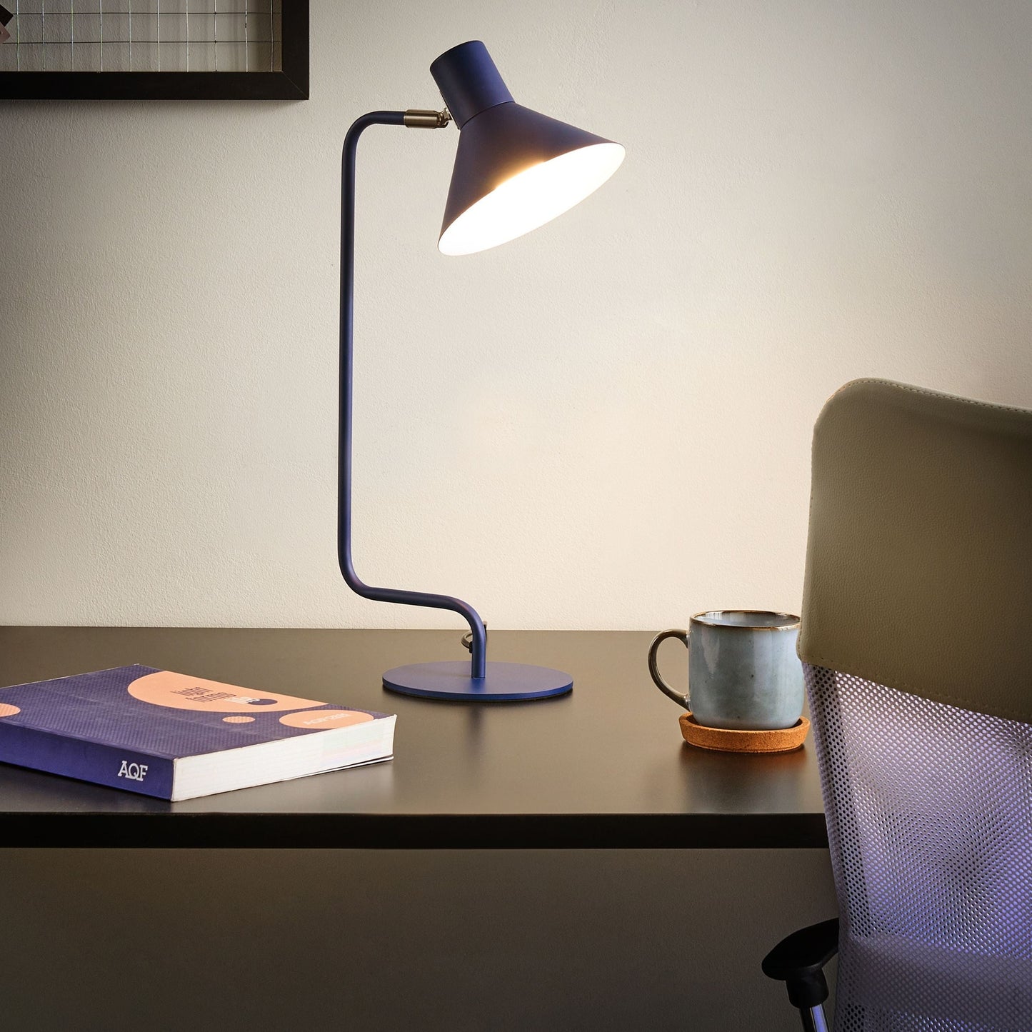 Blue Metal Desk Lamp 51cm Adjustable Cone Shade