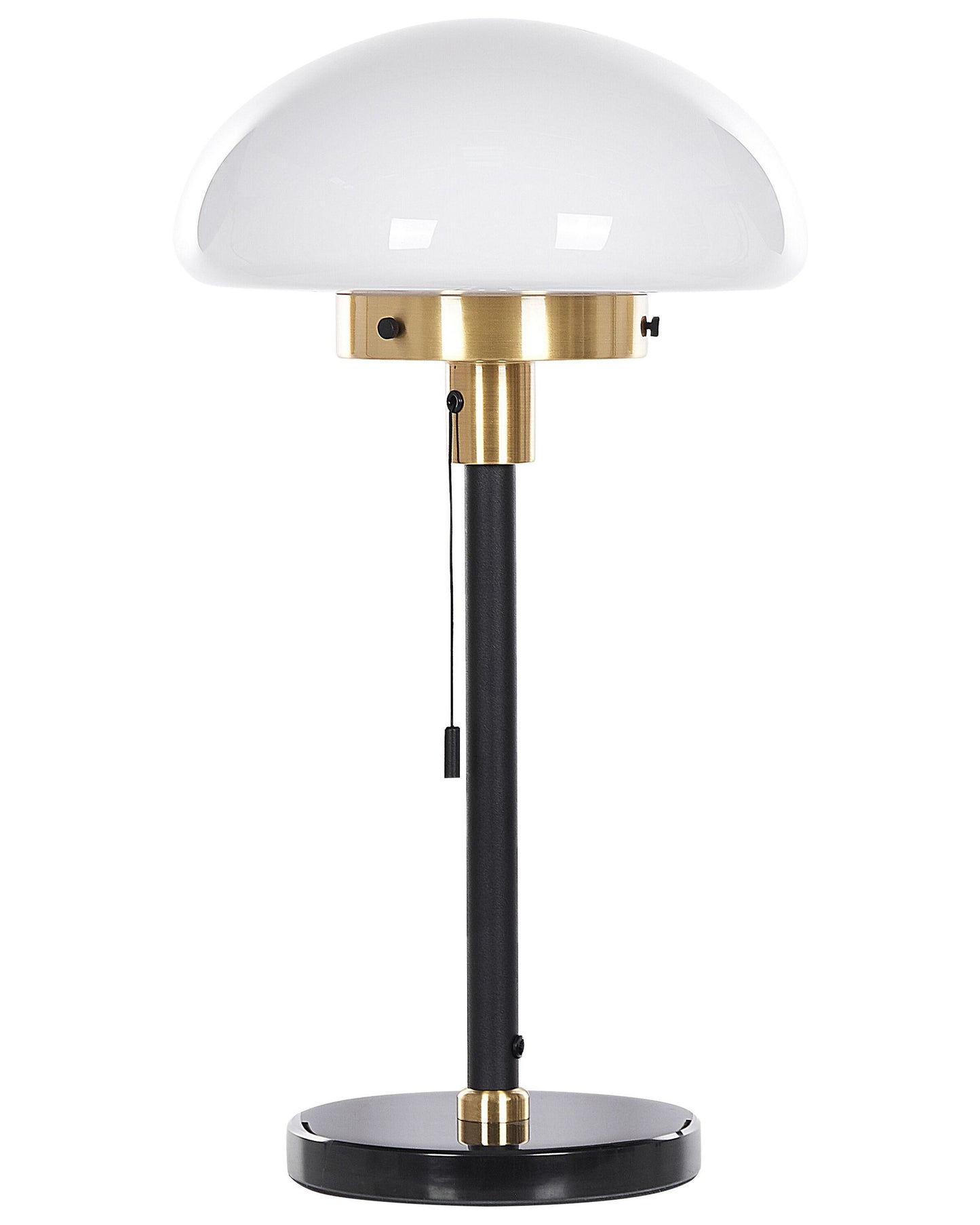 Table Lamp Black Gold White Glass Half Globe Shade 55cm Retro