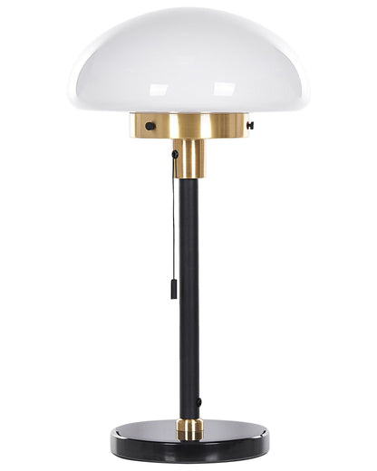 Table Lamp Black Gold White Glass Half Globe Shade 55cm Retro