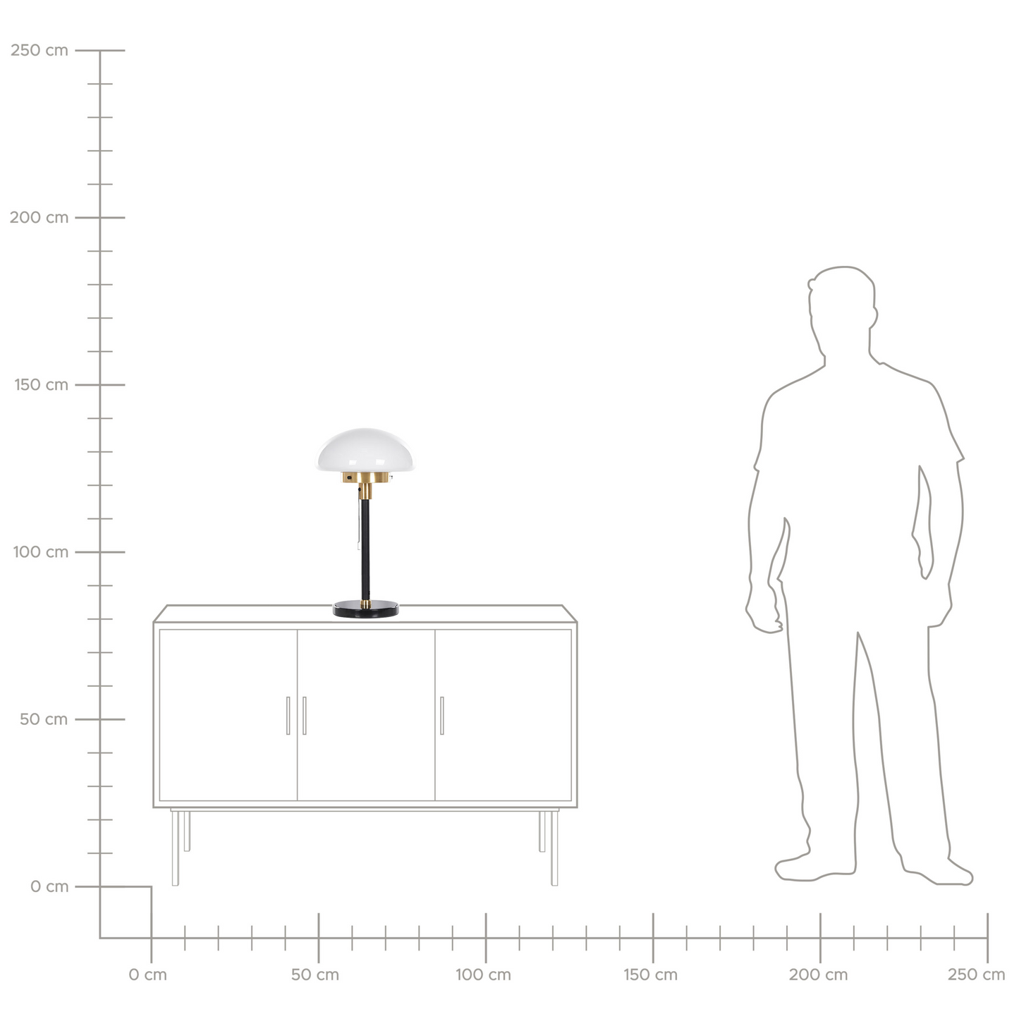 Table Lamp Black Gold White Glass Half Globe Shade 55cm Retro