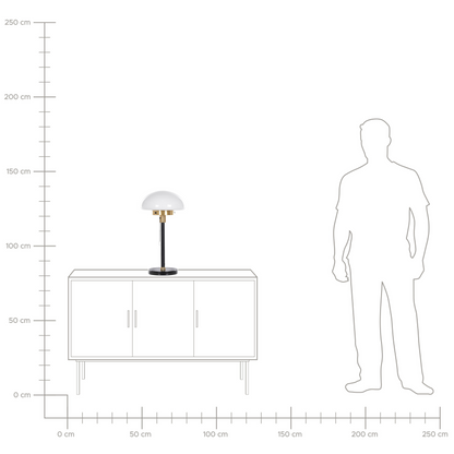 Table Lamp Black Gold White Glass Half Globe Shade 55cm Retro