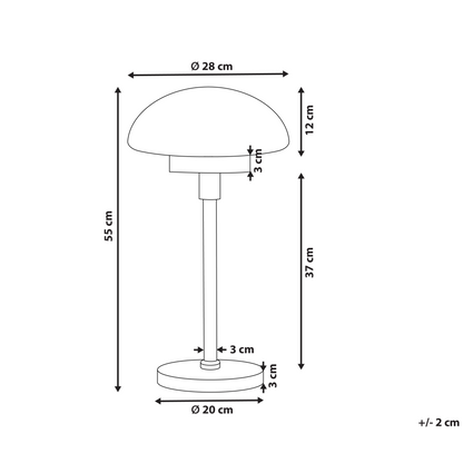 Table Lamp Black Gold White Glass Half Globe Shade 55cm Retro
