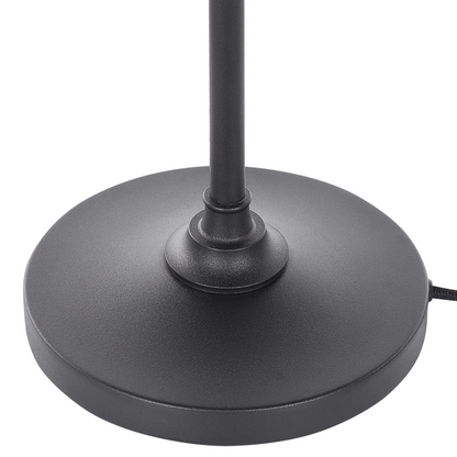 Table Lamp Smoke Glass Globe 50cm Black Iron Base Retro Bedside Light