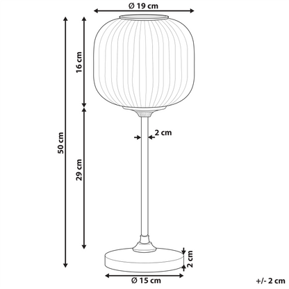 Table Lamp Smoke Glass Globe 50cm Black Iron Base Retro Bedside Light