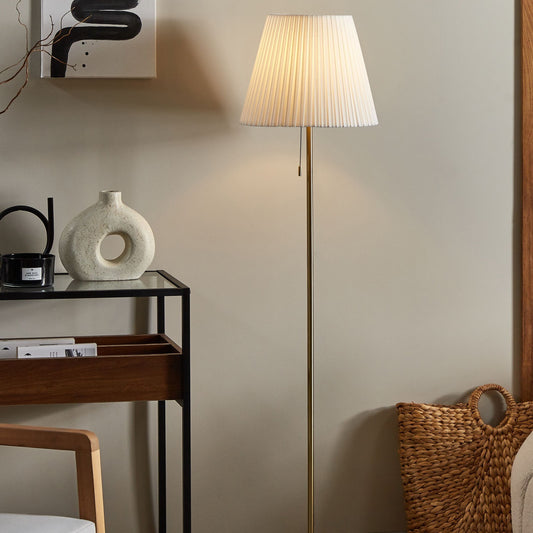 Floor Lamp Brass White Empire Shade 148cm Retro Classic