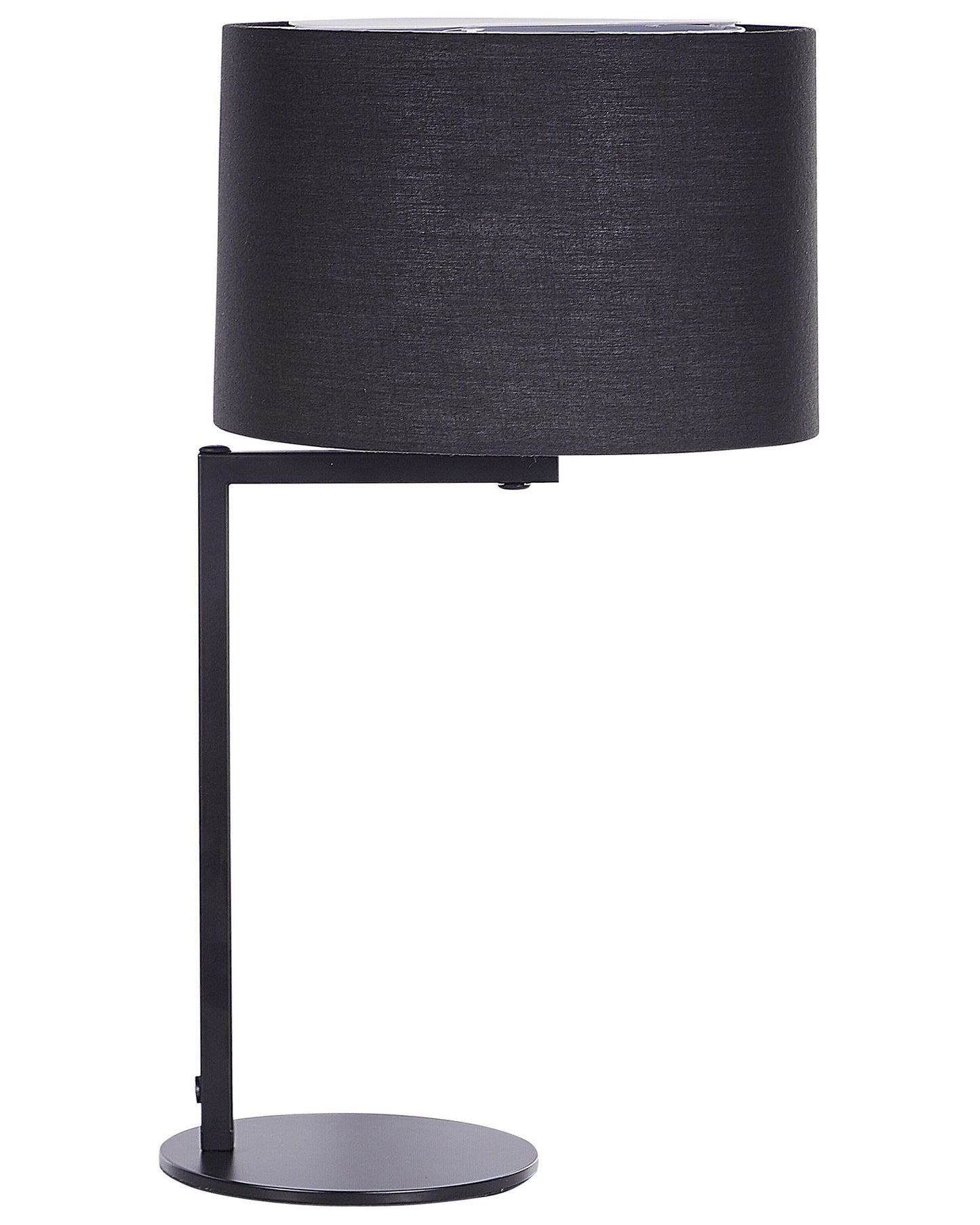 Black Iron Table Lamp 49cm Drum Shade Modern Bedside Light