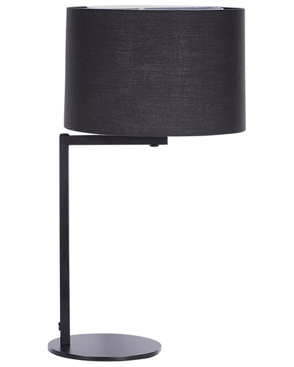 Black Iron Table Lamp 49cm Drum Shade Modern Bedside Light