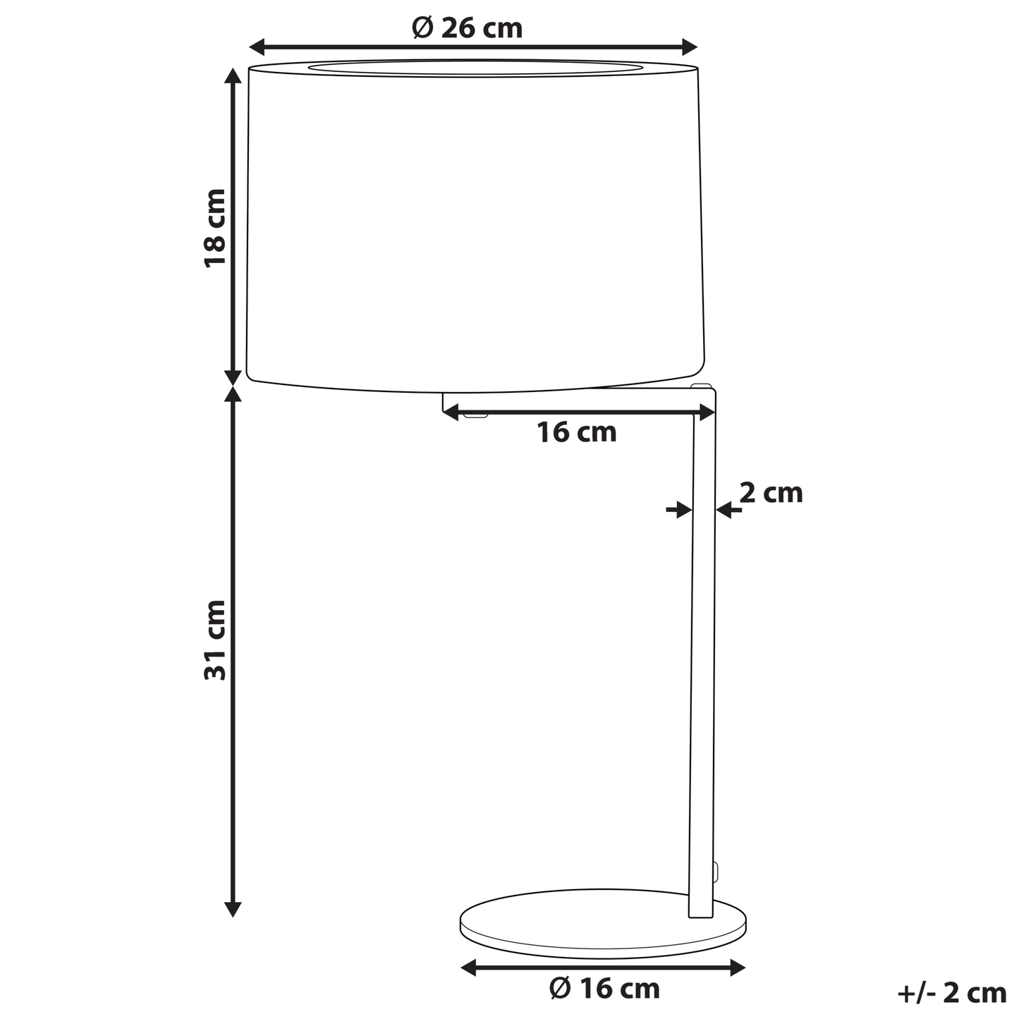 Black Iron Table Lamp 49cm Drum Shade Modern Bedside Light