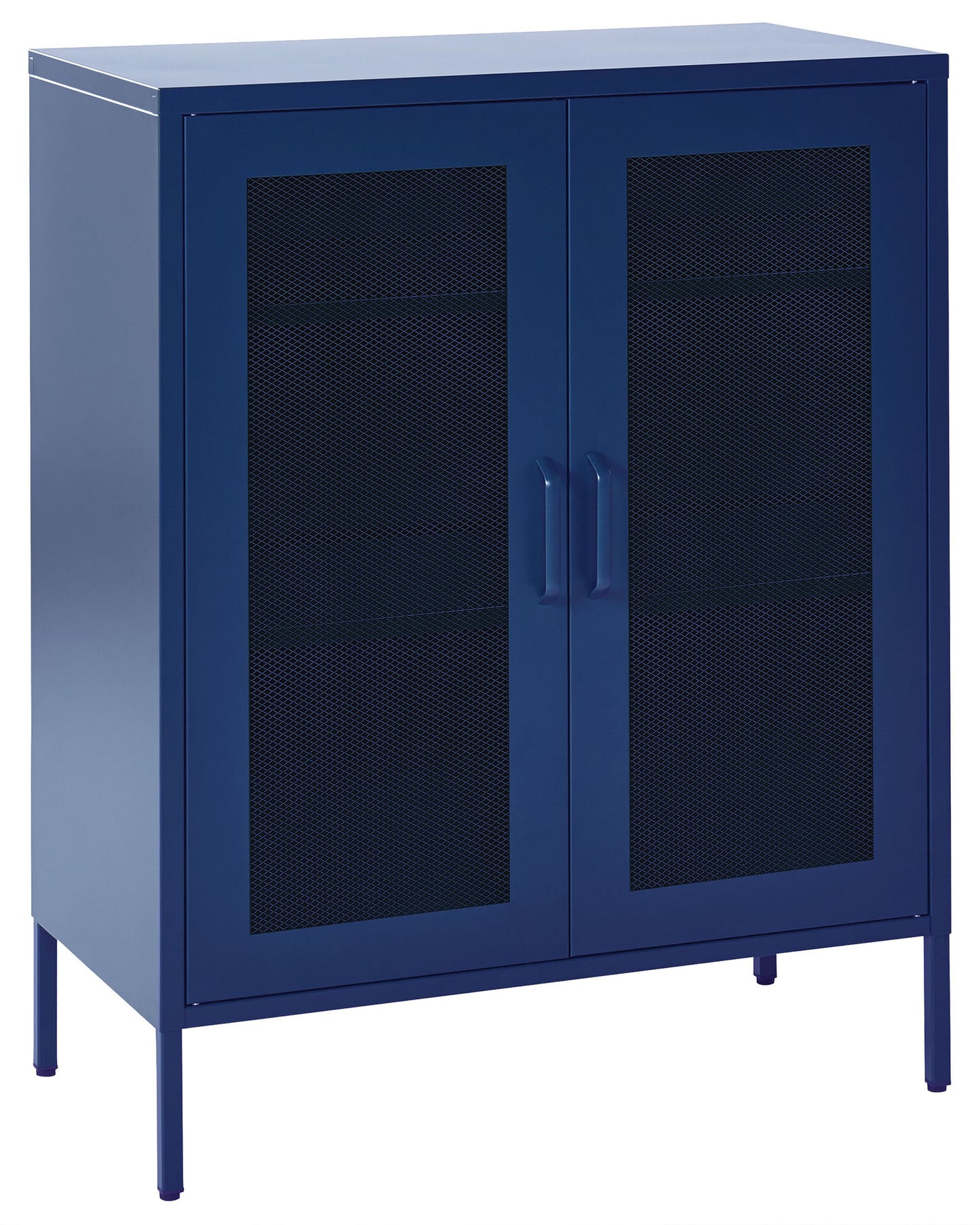 Navy Blue Metal Office Cabinet 2 Door Locking With Keys