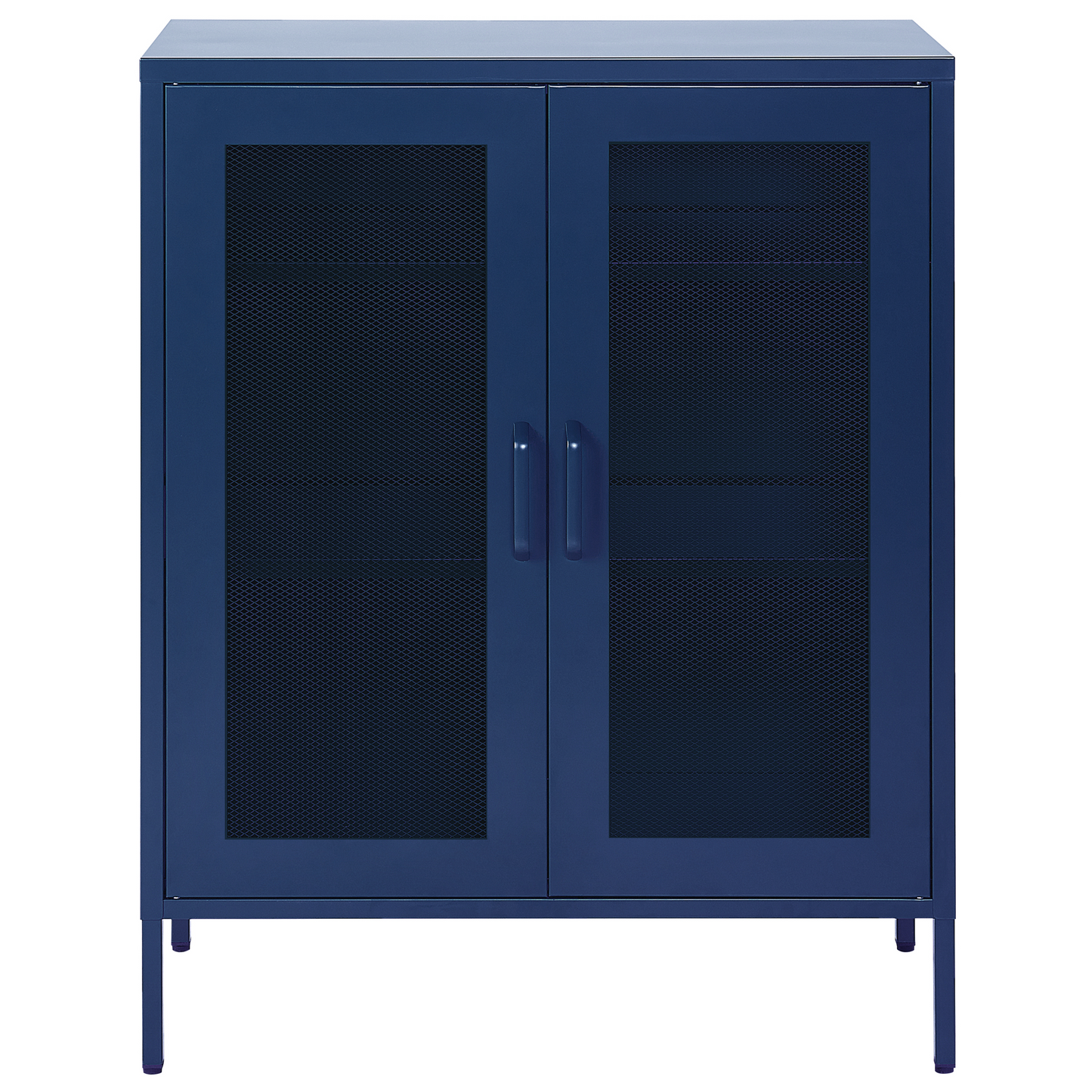 Navy Blue Metal Office Cabinet 2 Door Locking With Keys