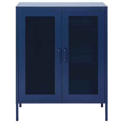 Navy Blue Metal Office Cabinet 2 Door Locking With Keys