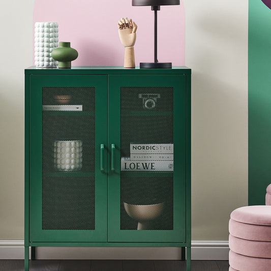 Industrial Green Metal 2 Door Locking Office Cabinet