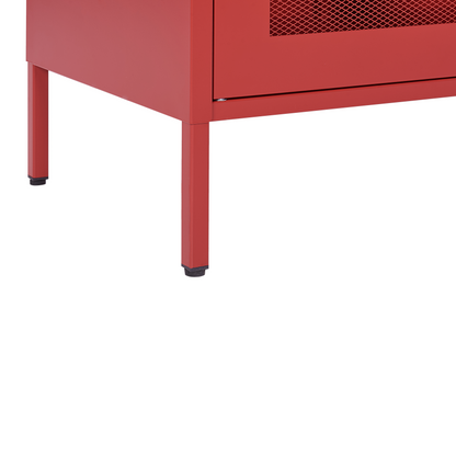 Red Metal Office Cabinet Two Door Locking Cabinet for Home Office Industrial Design