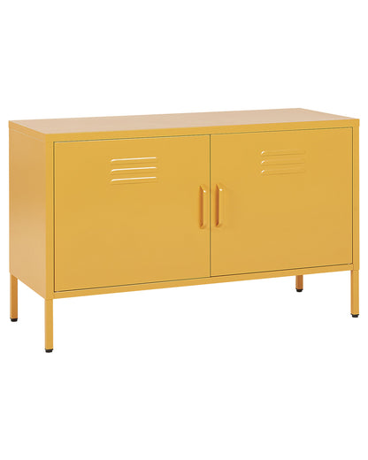 2 Door Yellow Steel Industrial Sideboard For Home Office