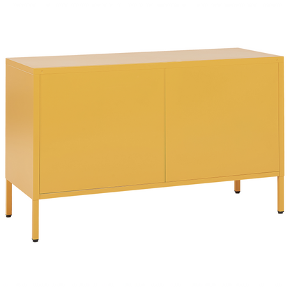 2 Door Yellow Steel Industrial Sideboard For Home Office