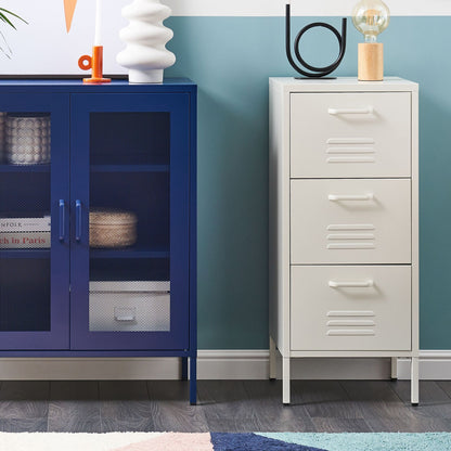 White 3 Drawer Metal Storage Cabinet Industrial Office