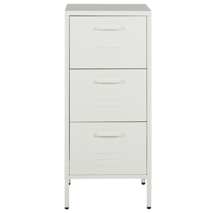 White 3 Drawer Metal Storage Cabinet Industrial Office