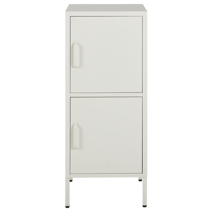 2 Door White Metal Cabinet With Four Shelves