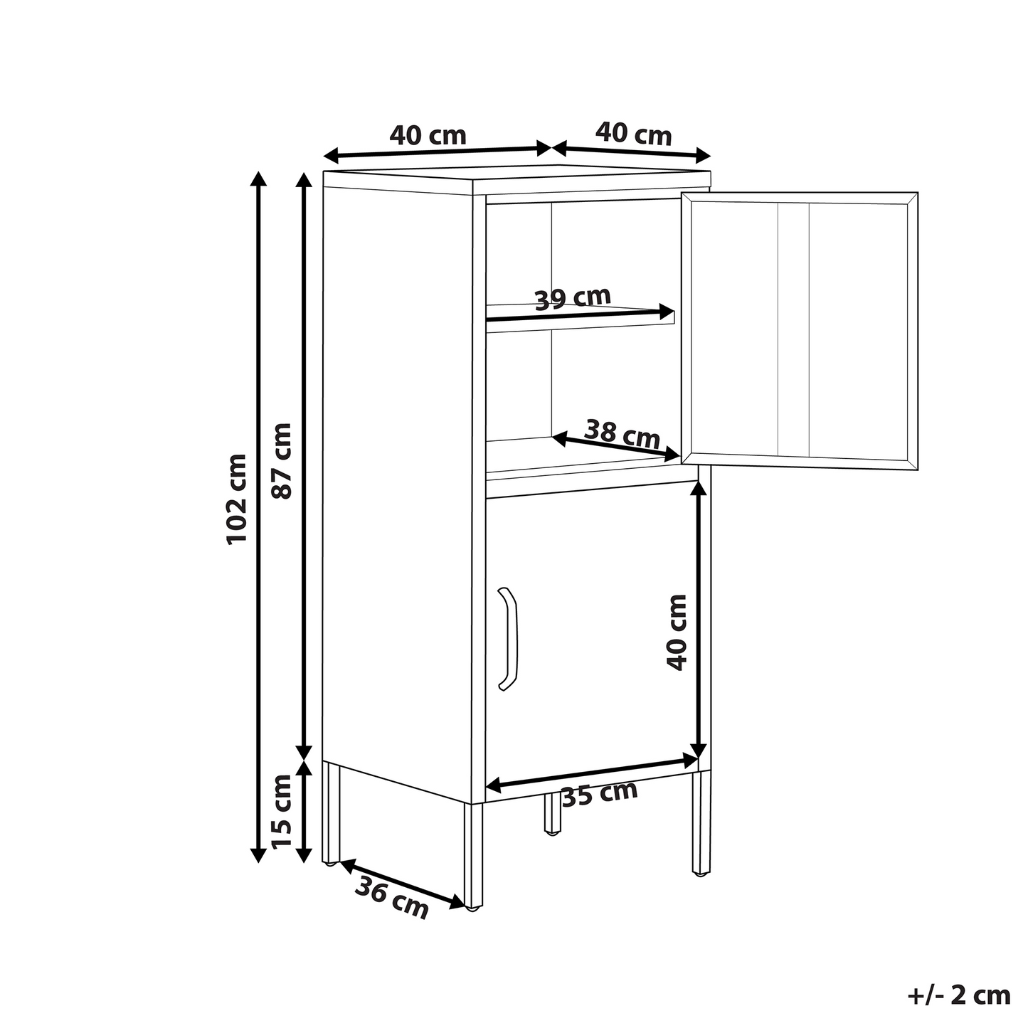2 Door White Metal Cabinet With Four Shelves