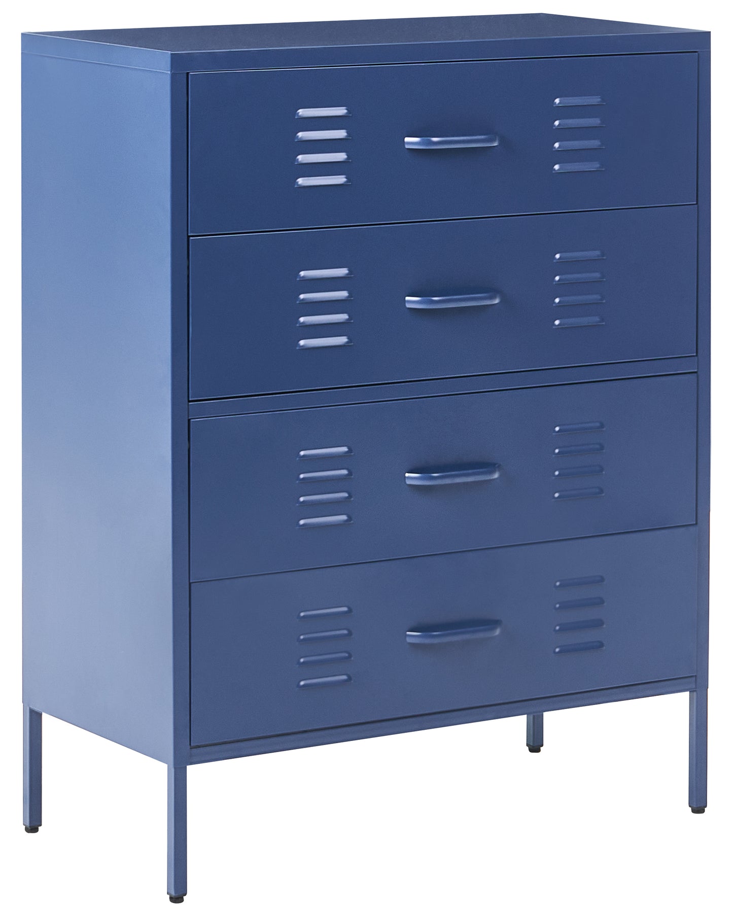 Navy Blue 4 Drawer Metal Chest Durable Industrial Style Storage Cabinet For Home Office