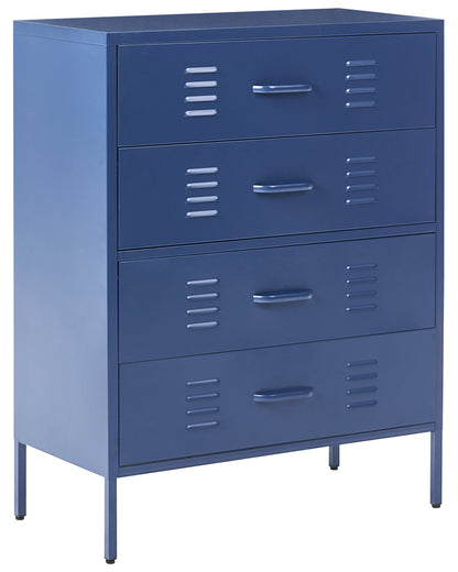 Navy Blue 4 Drawer Metal Chest Durable Industrial Style Storage Cabinet For Home Office