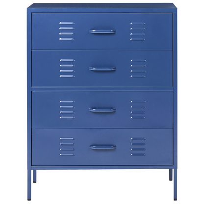 Navy Blue 4 Drawer Metal Chest Durable Industrial Style Storage Cabinet For Home Office