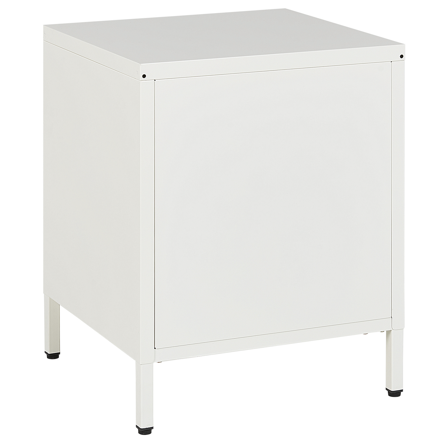 White Steel Bedside Table Industrial Two Drawers Nightstand