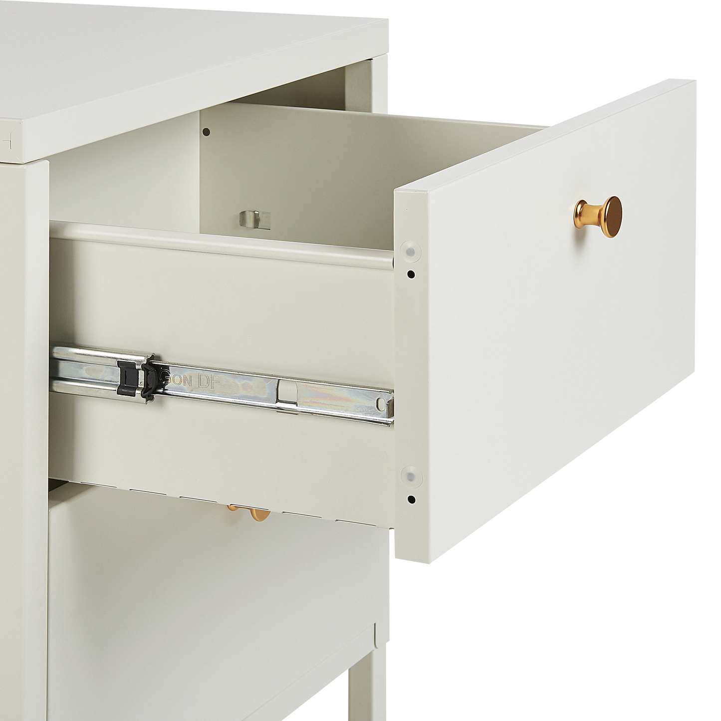 White Steel Bedside Table Industrial Two Drawers Nightstand
