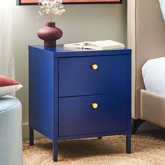 Bedside Table Two-Drawer Nightstand Industrial Storage