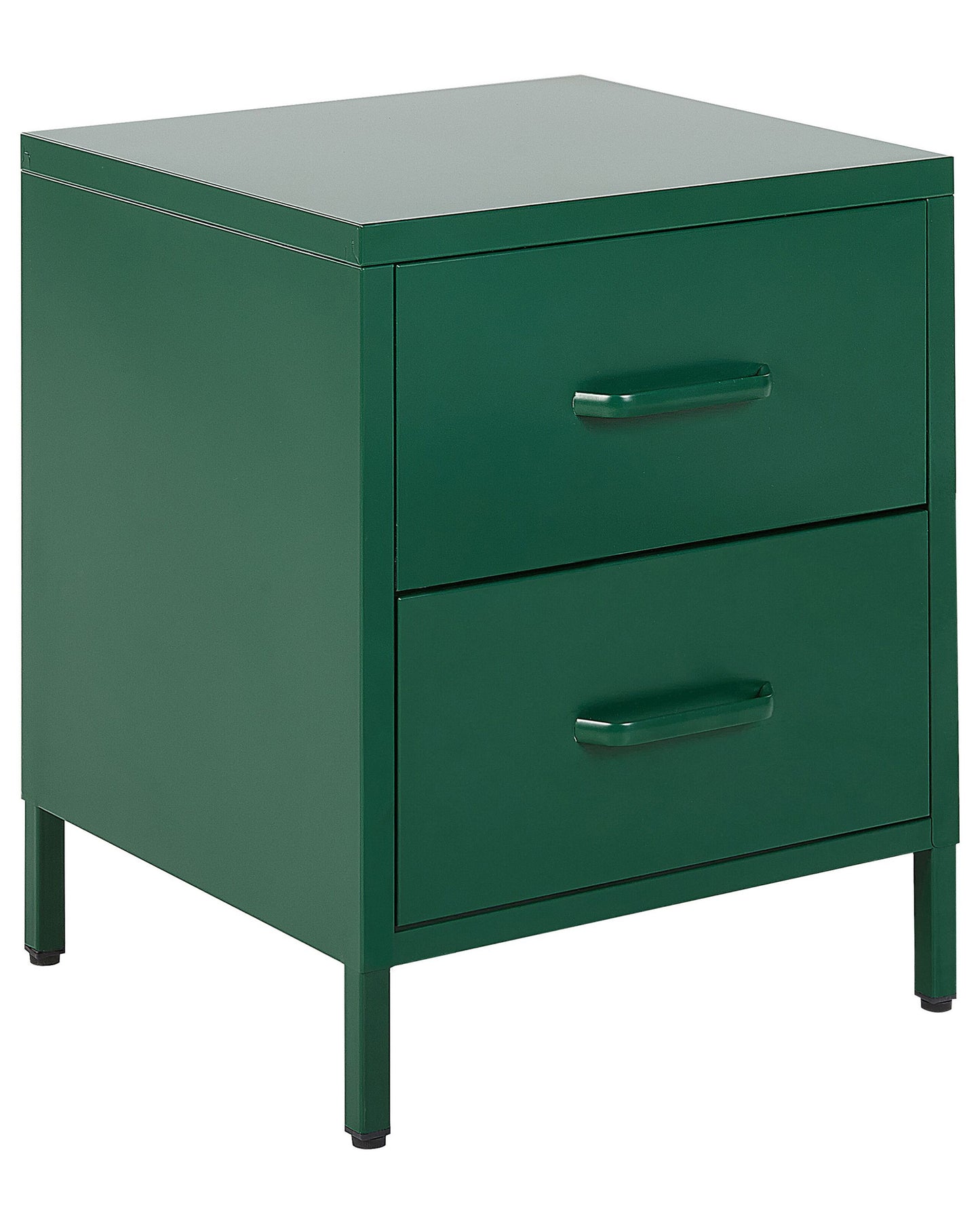 Green Steel Nightstand 2 Drawer Bedside Table