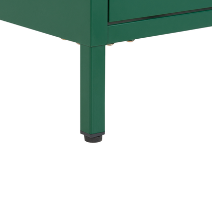 Green Steel Nightstand 2 Drawer Bedside Table