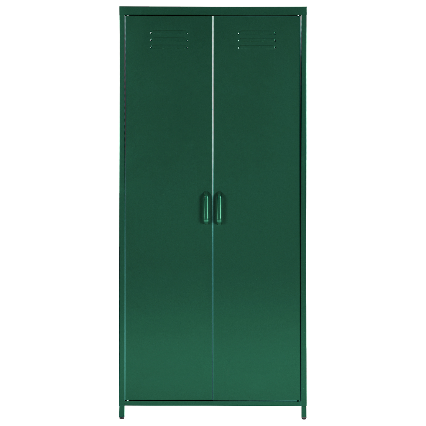 Industrial Green Steel Storage Cabinet With 2 Doors And 4 Adjustable Shelves