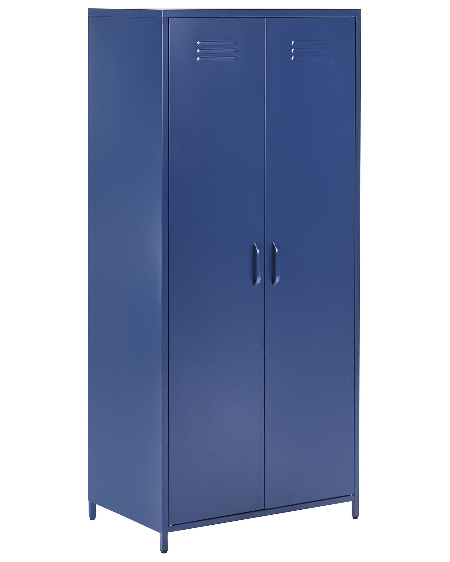 Navy Blue Steel Storage Cabinet 2 Doors 4 Shelves