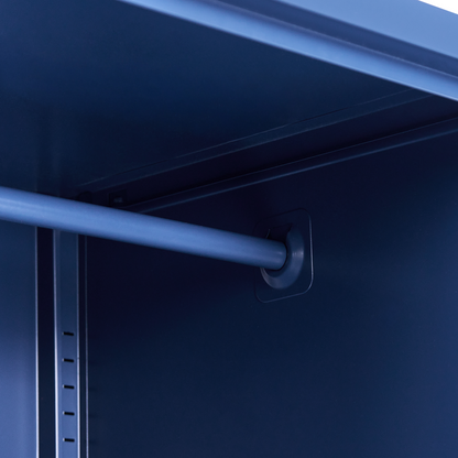 Navy Blue Steel Storage Cabinet 2 Doors 4 Shelves