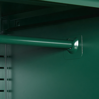 Industrial Green Steel Storage Cabinet With 2 Doors And 4 Adjustable Shelves