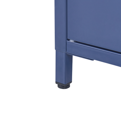 Navy Blue Steel Storage Cabinet 2 Doors 4 Shelves