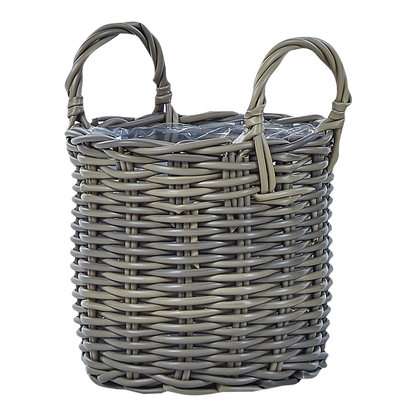 Taupe PE Rattan Plant Baskets Set of 3 With Lining