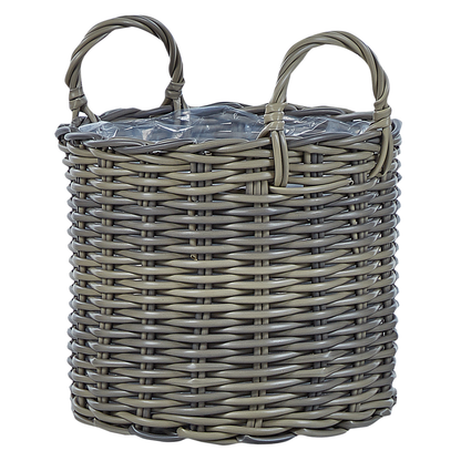 Taupe PE Rattan Plant Baskets Set of 3 With Lining