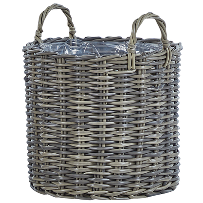 Taupe PE Rattan Plant Baskets Set of 3 With Lining