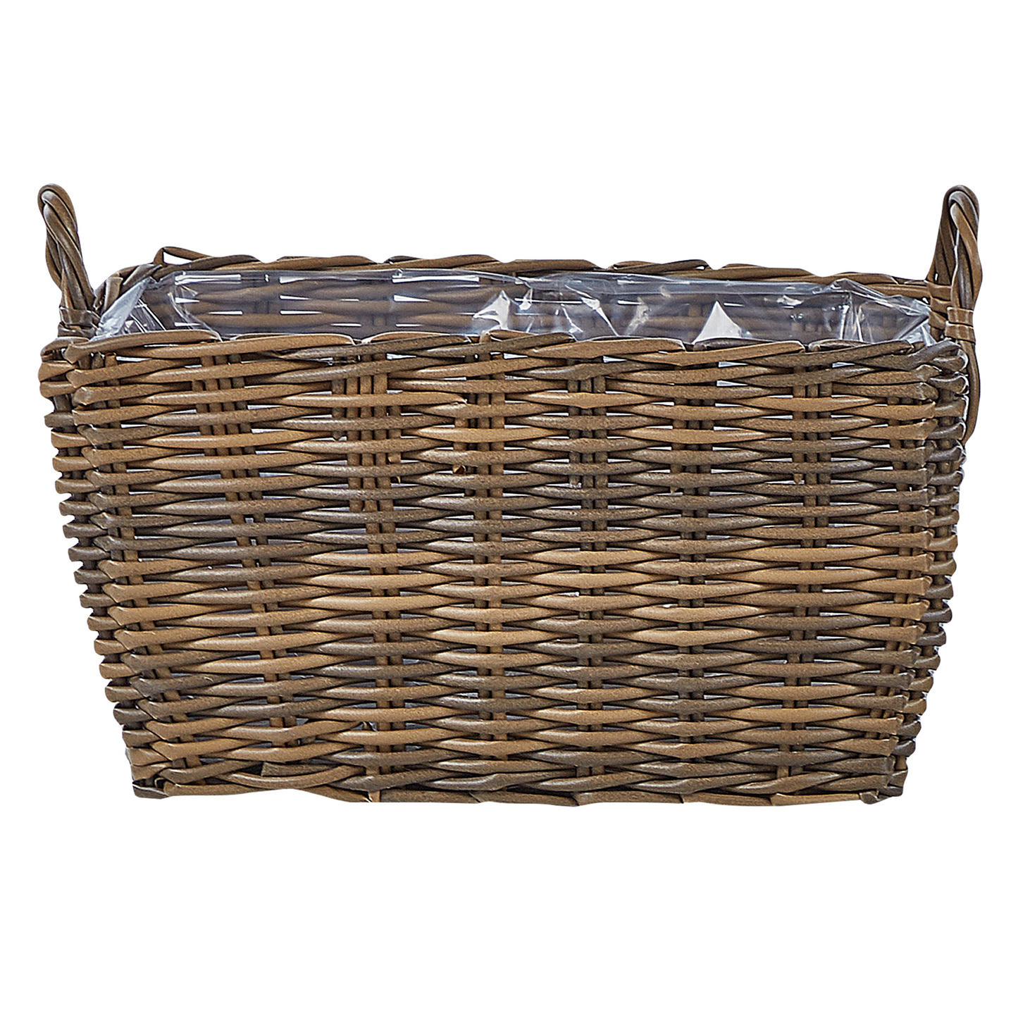 Name Brown PE Rattan Plant Baskets Set Of 2 With Lining
