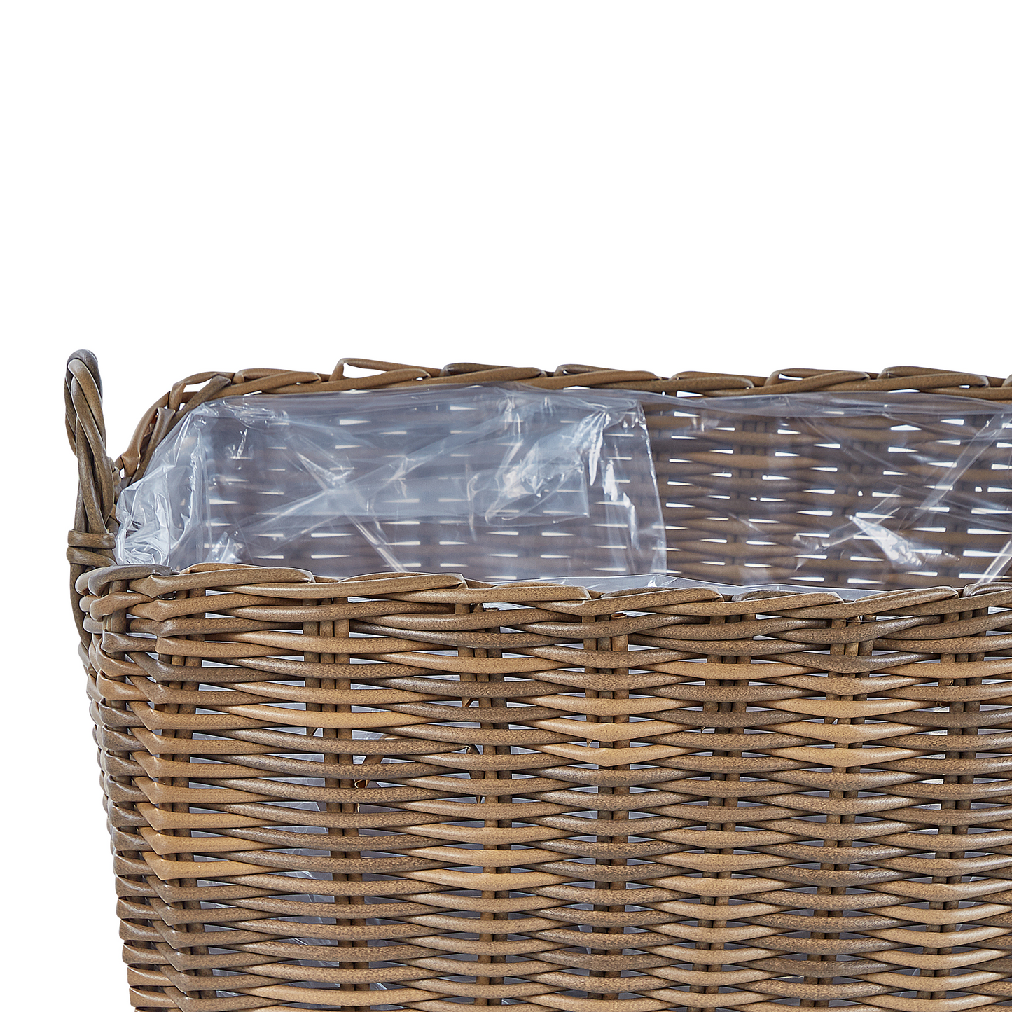 Name Brown PE Rattan Plant Baskets Set Of 2 With Lining
