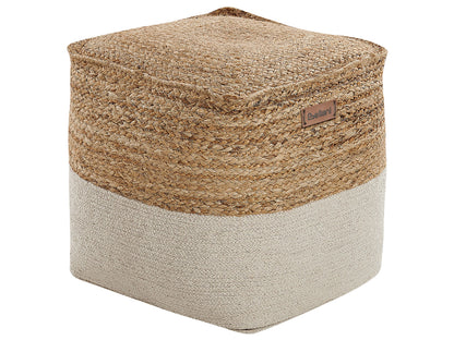 Pouf Ottoman Beige Jute EPS Beads 44 x 44cm Boho