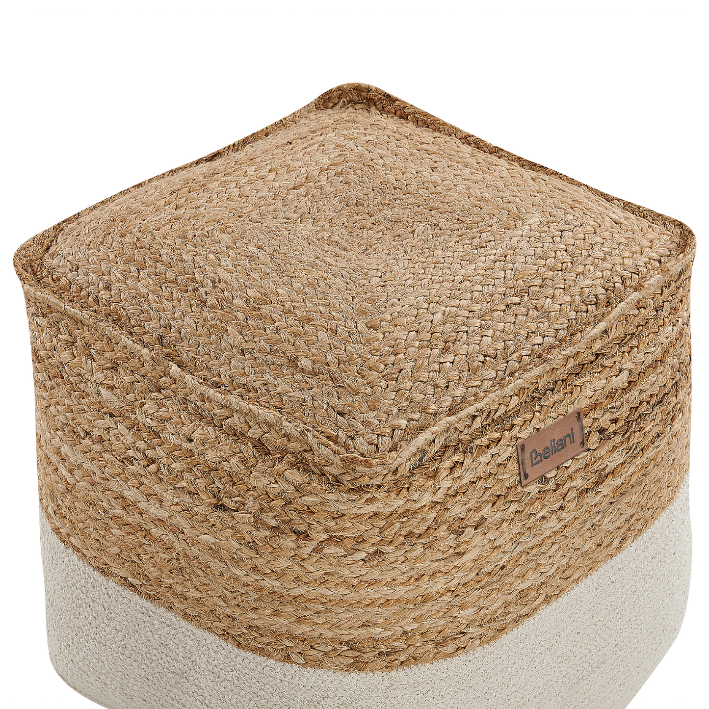 Pouf Ottoman Beige Jute EPS Beads 44 x 44cm Boho