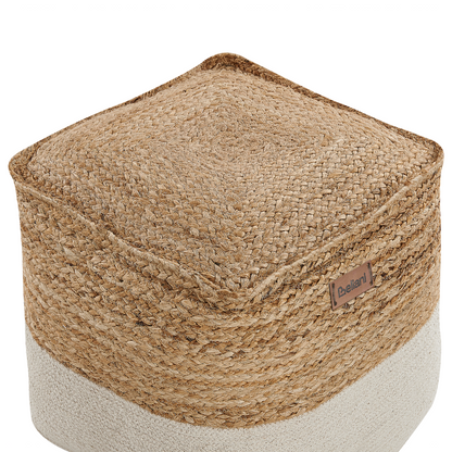 Pouf Ottoman Beige Jute EPS Beads 44 x 44cm Boho